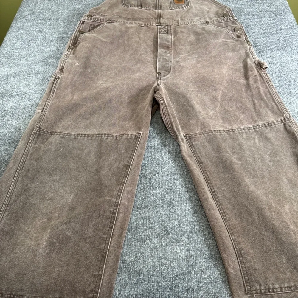Carhartt Bib Overalls Mens 42x30 Double Knee Duck Canvas Relaxed Brown Vintage